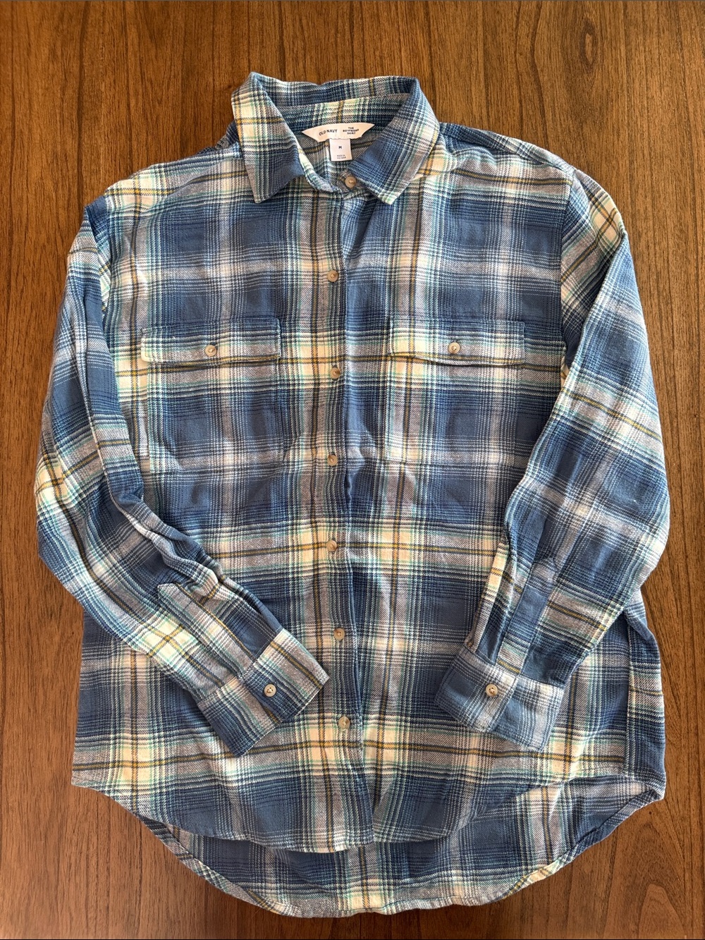 Old Navy Women’s Blue Plaid Button-Up Shirt